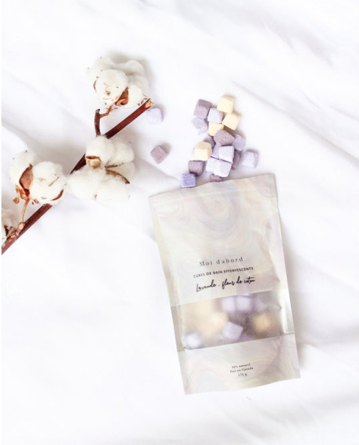 Cubes de bain effervescents - Lavande & Fleur de Coton - Moi D'abord